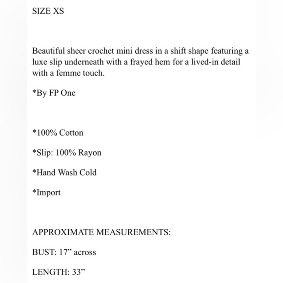 NWOT Free People Crochet Black Mini w/ Nude Slip - Picture 4 of 7